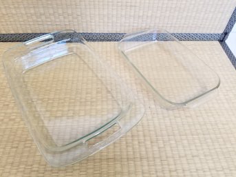 Two Pyrex Oblong  Glass Baking Dishes