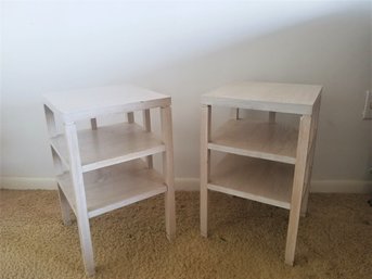 Pair Of Small Wood Two-Shelf End Tables