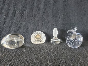 Four Assorted Crystal Miniatures Including Vintage Waterford Clock & More