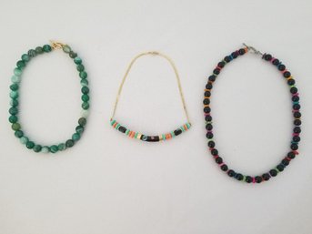 Trio Of Colorful Beaded Necklaces