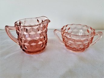 Vintage Whitehall Pink Depression Glass Creamer/sugar Bowl Set