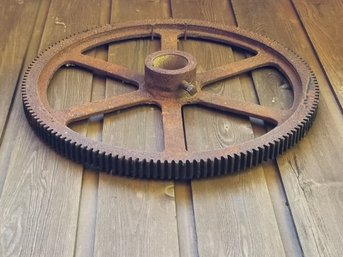 Antique Cast Iron Barn Industrial Factory Large Pulley Gear Wheel