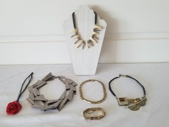 Five Ladies Necklaces: Chokers, Collar Necklaces & Monet With Matching Bracelet