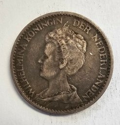 1915 Wilhelmina I Netherlands SILVER COIN