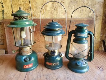 Trio Of Vintage Camping Lanterns - Two Coleman Included