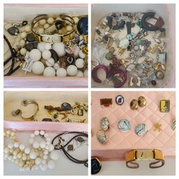 Large Assortment Of Costume Jewelry With Two Vintage Jewelry Boxes