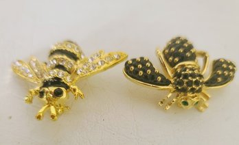 Pair Of Bee Pins From Joan Rivers Collection