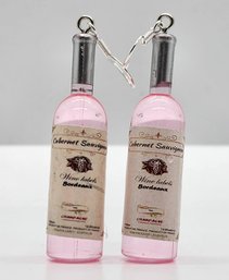 Handmade Pink Wine Bottle Earrings Made With Sterling Ear Wires