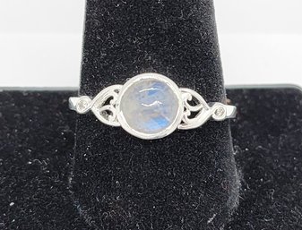 Rainbow Moonstone Ring In Sterling