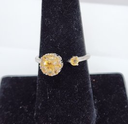 Brazilian Citrine Spinner Openable Band Ring In Platinum Over Sterling