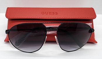 Guess Black/Grey Aviator Sunglasses With Red Leather Branded Case