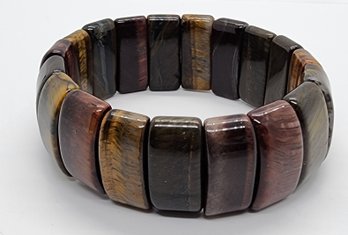 Beautiful Multi-color Tigers Eye Block Stretch Bracelet