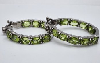 Peridot Inside Out Hoop Earrings In Stainless