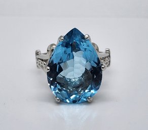 Sky Blue Glacier Topaz, Rhodium Over Sterling Ring