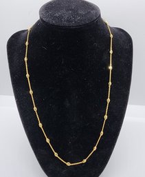 14k Yellow Gold Over Sterling Oval Moon Diamond Cut Chain Necklace