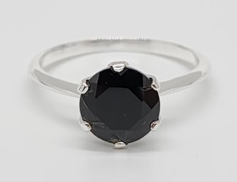 Black Spinel Ring In Sterling Silver