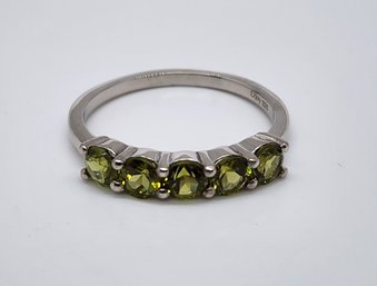 Peridot 5 Stone Band Ring In Platinum Over Sterling Silver