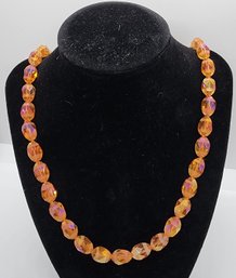 Designer Inspired Simulated Champagne Aurora Borealis Color Topaz Beaded Necklace