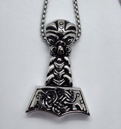 Black Oxidized Stainless Steel Mascot Pendant Necklace