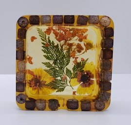 Cute Handmade Resin Ashtray With Autumn Colors & Leaves