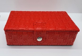 Red Faux Leather Small Travel Jewelry Box