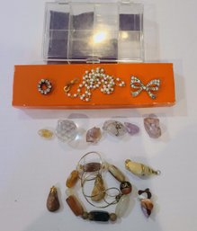 Large Grouping  Of Stones, Necklaces,pins And Bracelet