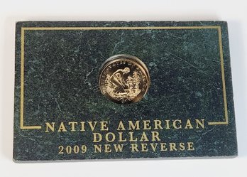 Sacagawea Golden Dollar 2009 In Green Marble Stone Desk Display