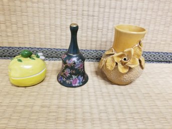 Ceramic Bell, Vase & Trinket Box