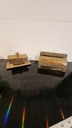 Antique Brass Ink Blotter And Letter Holder