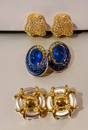 Three Pair Of Designer Clip On Earrings