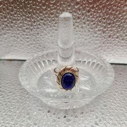 Sterling Silver And Lapis Ring And Crystal Ring Holder By Oleg Cassini Approx Size 7 3/4