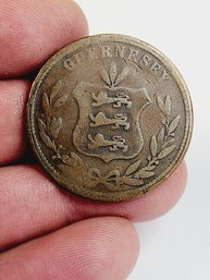 1864 Guernsey Eight (8) Doubles Coin Rare Only 280,000 Minted