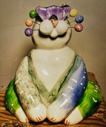 Collectible  Whimsiclay By Amy Lacombe Annaco Creations 2001 Cat Figurine #WC001