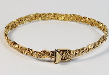 Beautiful 14k Yellow Gold Italian Woven Braided Bangle Bracelet