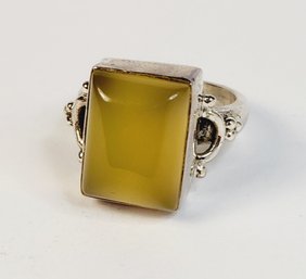 Vintage Yellow Stone Sterling Silver Solid Ring