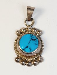 Vintage Sterling Silver Turquois Stone Pendant