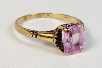 Vintage 10k Yellow Gold Amethyst Stone Ring