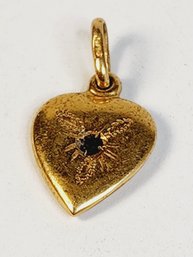 Antique 14k Yellow Gold Heart Charm/pendant With Stone