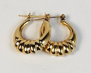 Classic 14k Yellow Gold  Shrimp Horse Shoe Hoop Earrings