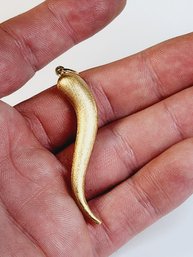 Huge 1 Of A Kind 14k Gold   Italian Horn /Pepper Matte Finish Pendant