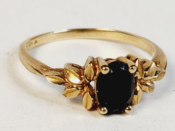 Vintage 10k Yellow Gold Dark Large Stone Ring