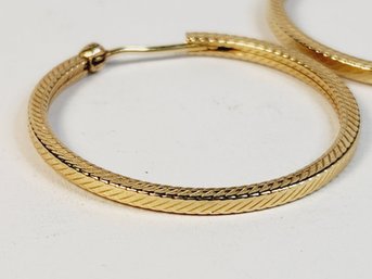 Classic 14k Yellow Gold  Ridged Edge Design Hoop Earrings (matches Bracelet)