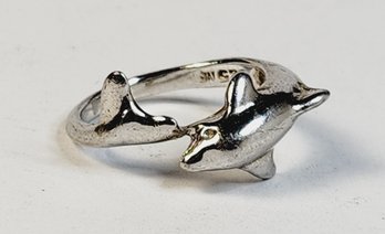 Vintage Sterling Silver Wrap Around Dolphin Ring