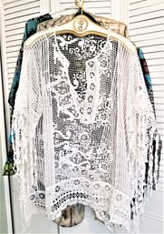 Women's Gorgeous Sheer Overlay Tops, Draped Kimono And Crochet Beach Cover Up Sizes -  L/xL