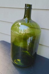 Extra Large Antique Demijohn, Great Decorative Green Glass Bottle