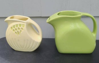 MCM Kiwi Green Inmarked Pitcher Paired With Off White Roseville MCM Pitcher