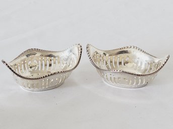 Two Vintage Webster Sterling Silver Pierced & Beaded Bon Bon Nut Dishes