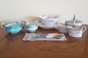 Vintage Ceramic & Porcelain Sugar, Creamers, Gravy Boat & Basket - Made In England & Austria