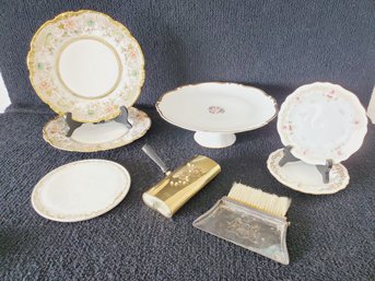 Antique & Vintage Tableware Assortment - Crumb Catchers, Pedestal Cake Plate, Dishes & More