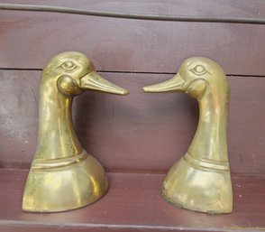 Two Vintage Duck Head Bookends - Not Identical, But Very Close Friends